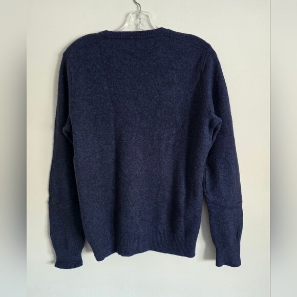 J.CREW | Wool Alpaca Crewneck Sweater Elbow Patches Navy Slim MENS Sz M - Picture 2 of 6
